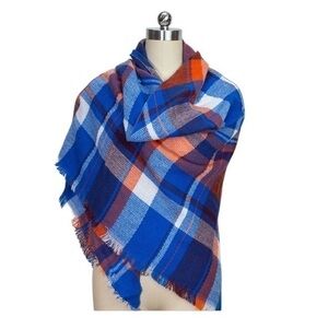Frayed Soft Tartan Scarf Shawl Wrap